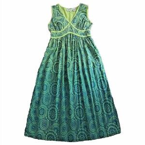 Vermont Country Store Midi Dress Womens M Cotton Boho Empire Waist